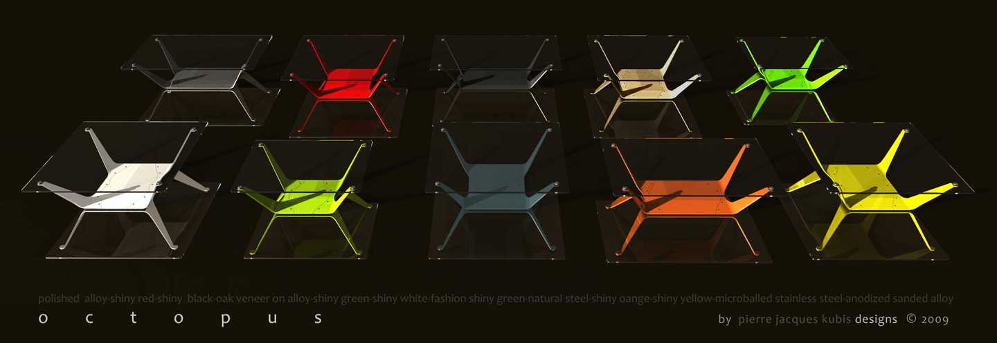 OCTOPUS - low table Bended steel & glass