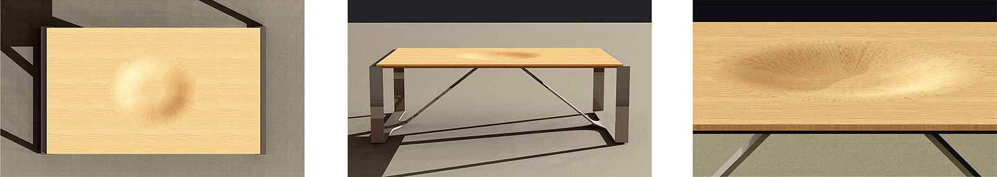 SCOOP - low table - Stainless steel & curved oak